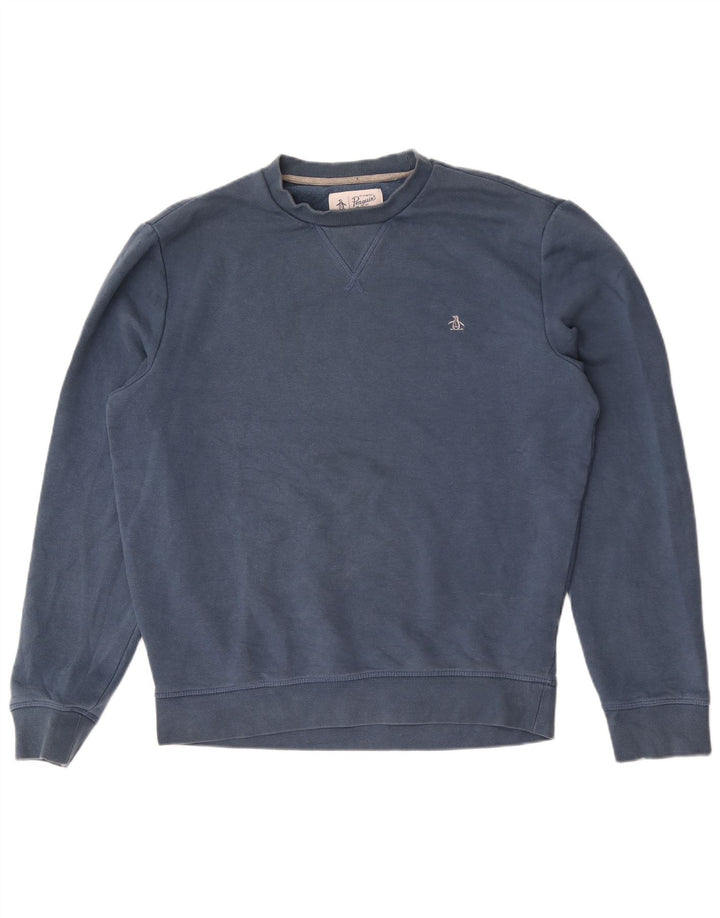 Męska bluza z kapturem Penguin, duża, niebieska, bawełniana