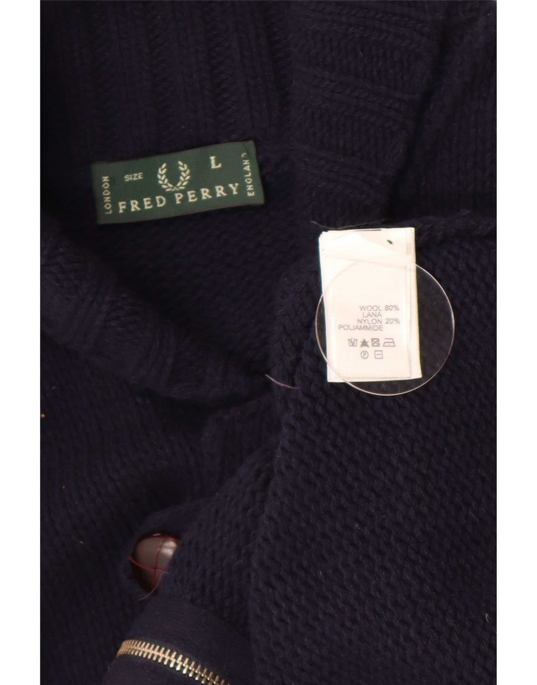 Sweter męski Fred Perry, duży, granatowy, wełniany