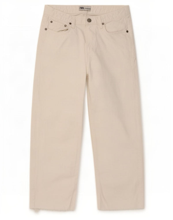 Damskie jeansy z szerokimi nogawkami Zara, EU 34 XS W26 L24, biała bawełna