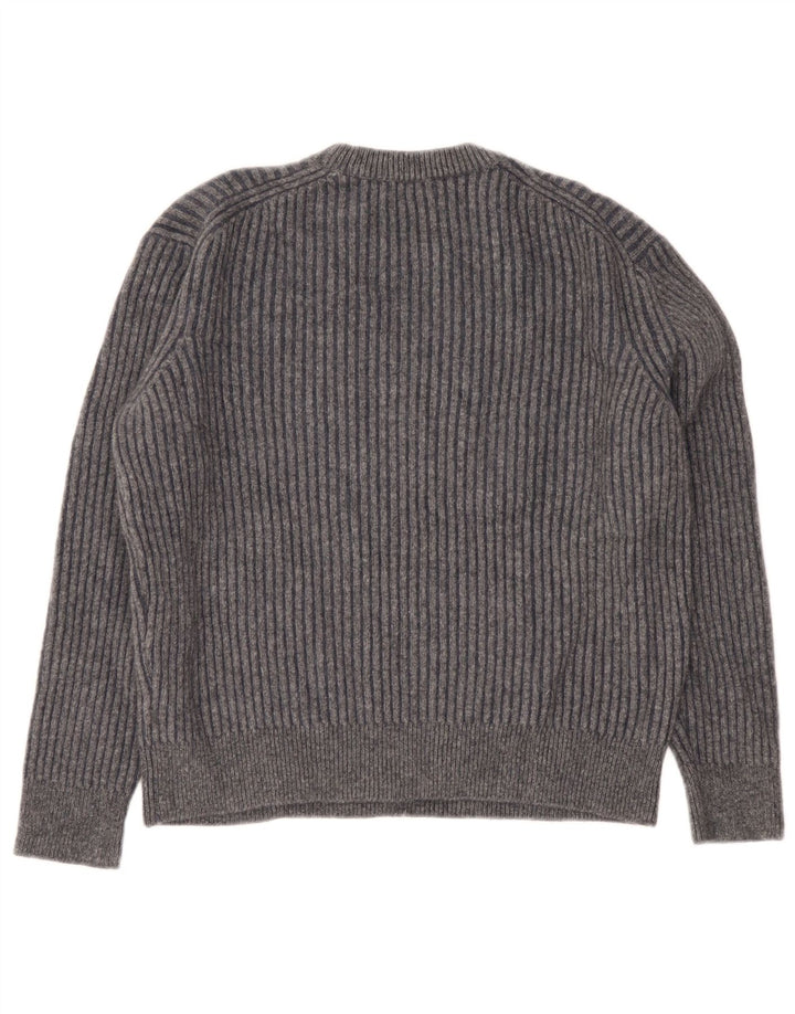 Sweter damski Massimo Dutti z okrągłym dekoltem UK 16, duży, szary, wełniany
