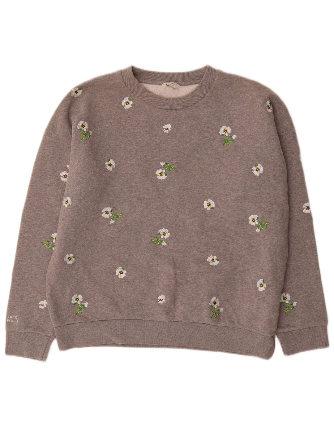Damski sweter oversize JACK WILLS UK 8, mały, szary w kwiaty