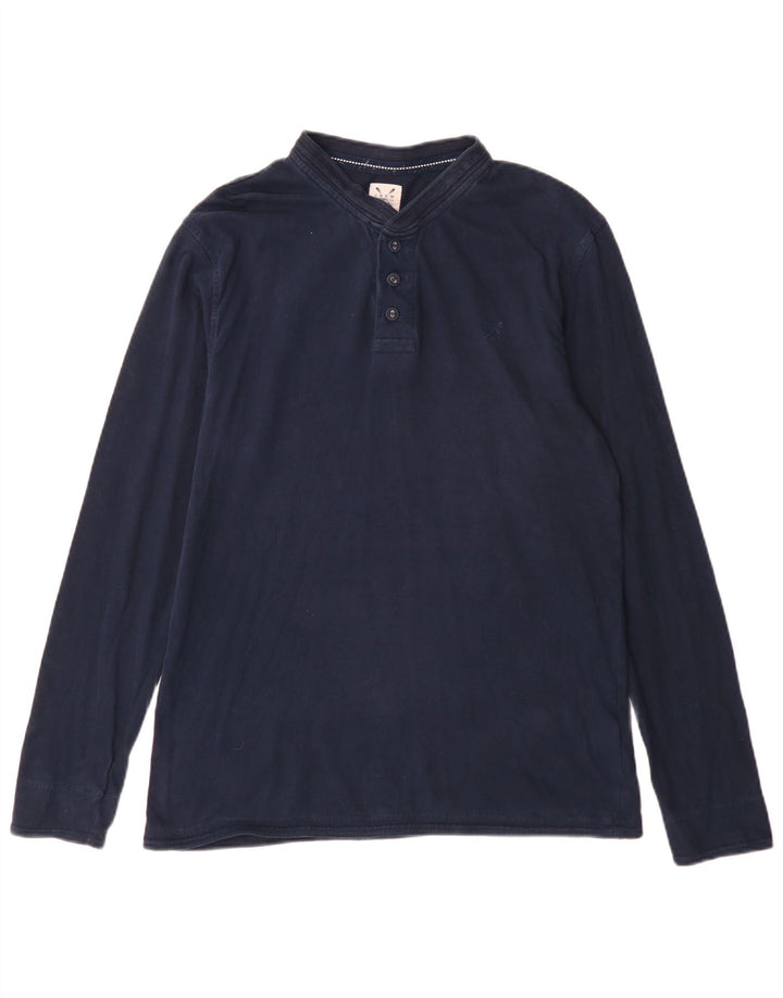 Crew Clothing Męski top z długim rękawem, średni granatowy, bawełniany