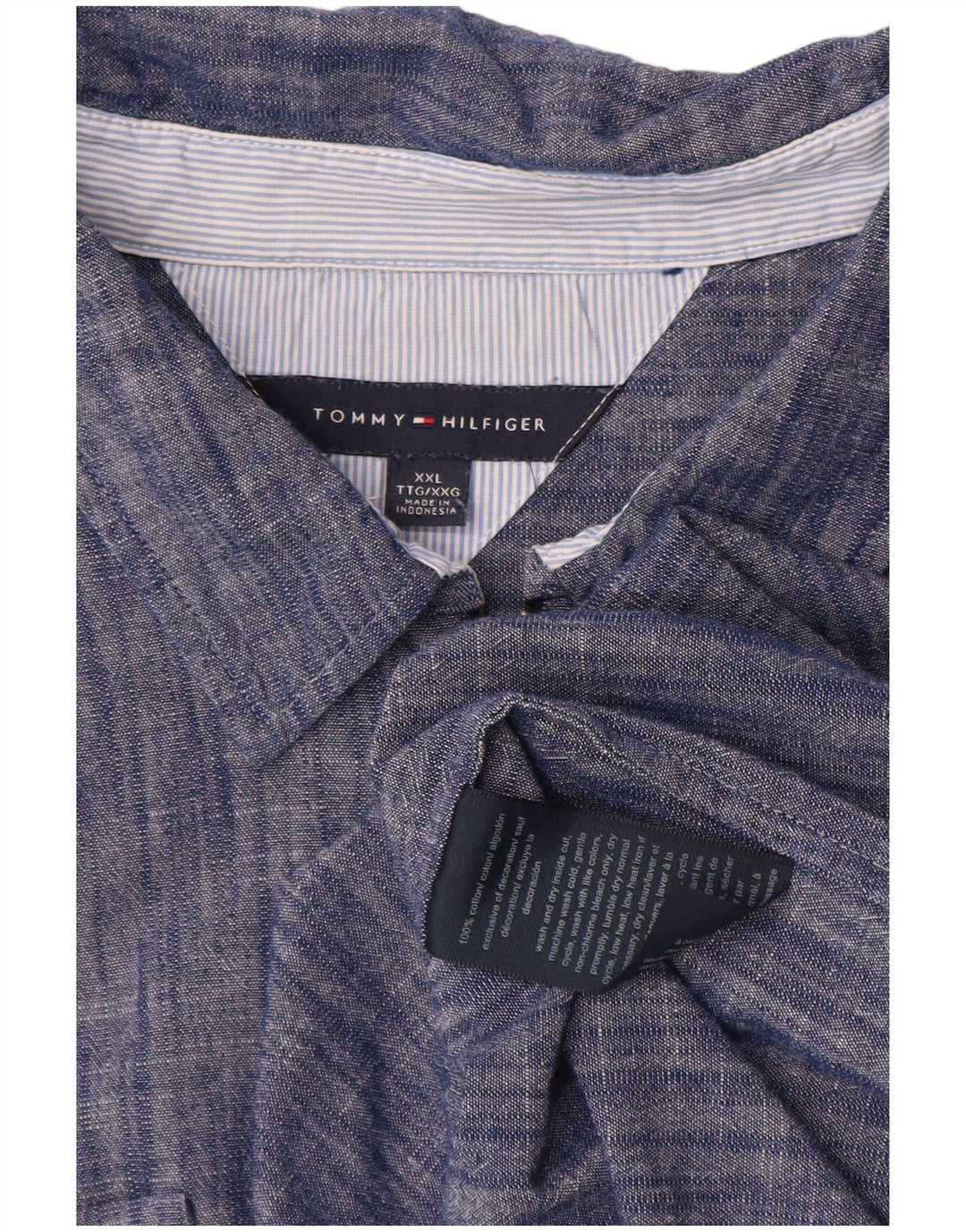 Damska koszula pulowerowa Tommy Hilfiger UK 20 2XL Niebieska bawełna w plamki