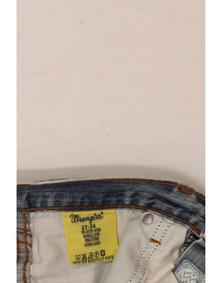 Damskie jeansy Wrangler Hipster Bootcut W27 L34 Niebieskie bawełniane