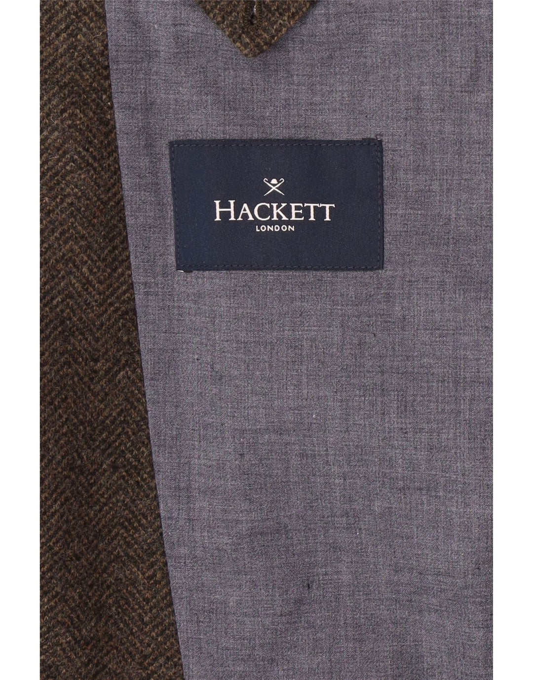 HACKETT Męska marynarka zapinana na 3 guziki UK 44 XL Brązowa wełna w jodełkę