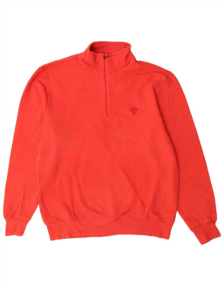 Izod Męski sweter z zamkiem 1/4, mały, czerwony, bawełniany