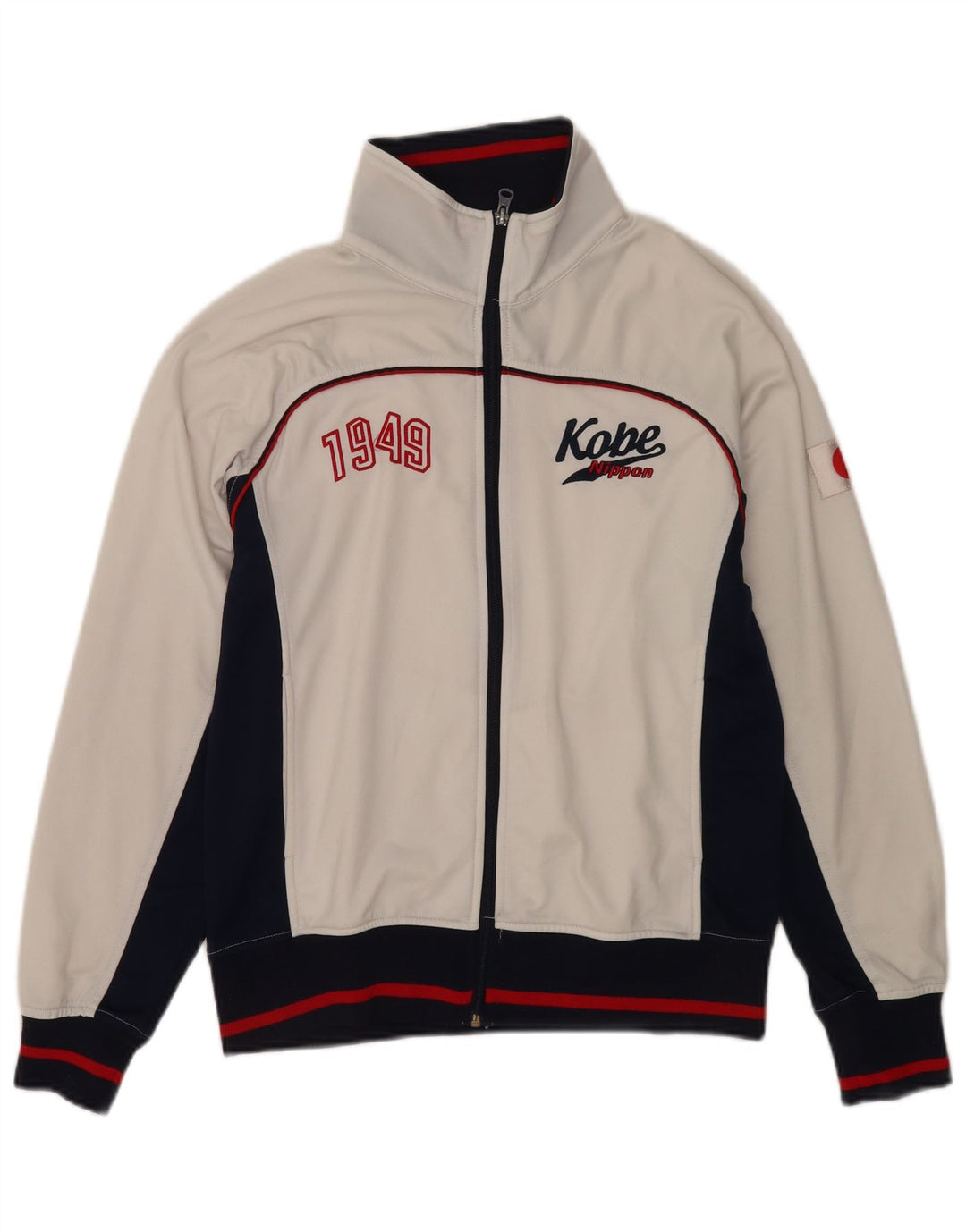 Męska kurtka dresowa Asics z grafiką, średnia biała, blok kolorów