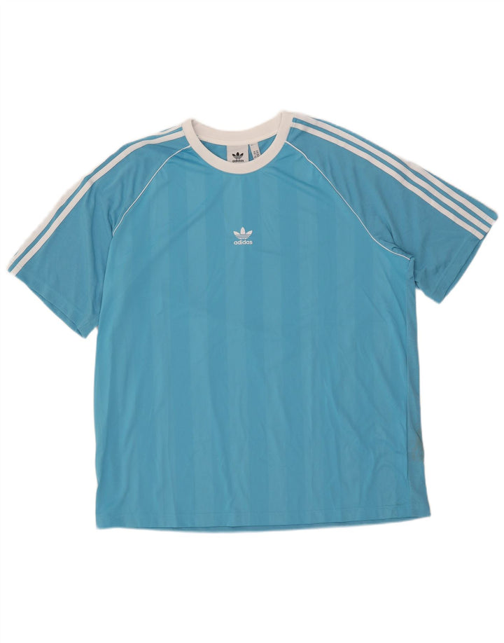 Adidas Męska koszulka Top 2XL z poliestru w niebieskie paski