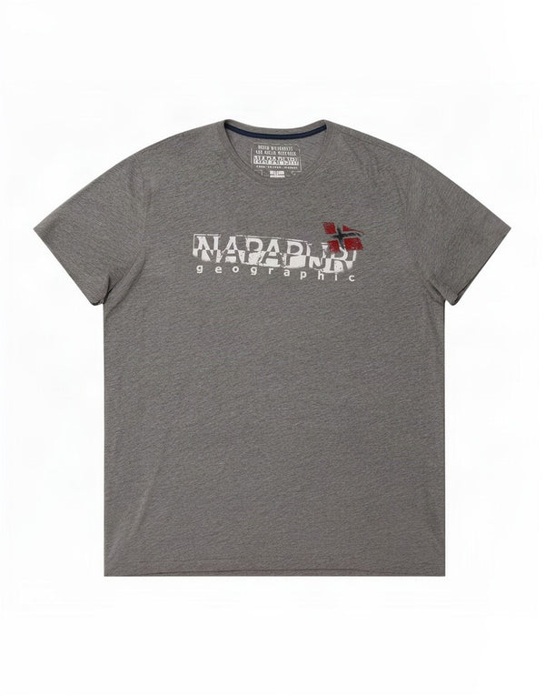 Męski t-shirt z grafiką Napapijri, 3XL, szary, bawełniany