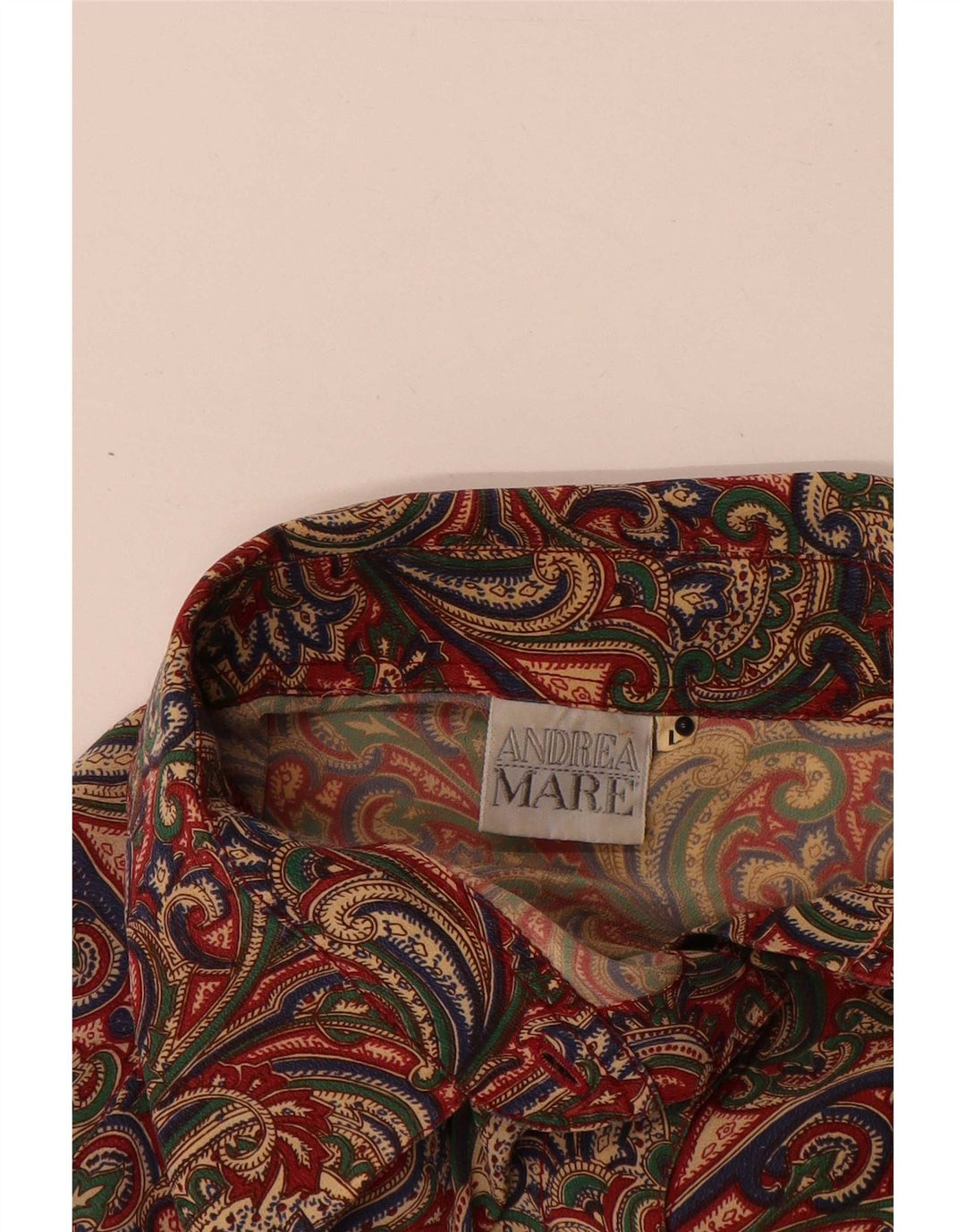 Damska bluzka koszulowa oversize Andrea Mare UK 16, duża, wielokolorowa paisley