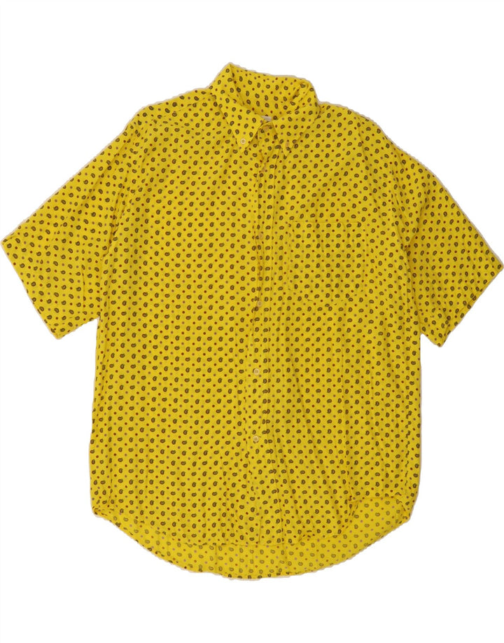 BENETTON Mens Short Sleeve Shirt Medium Yellow Paisley Vintage Benetton and Second-Hand Benetton from Messina Hembry 