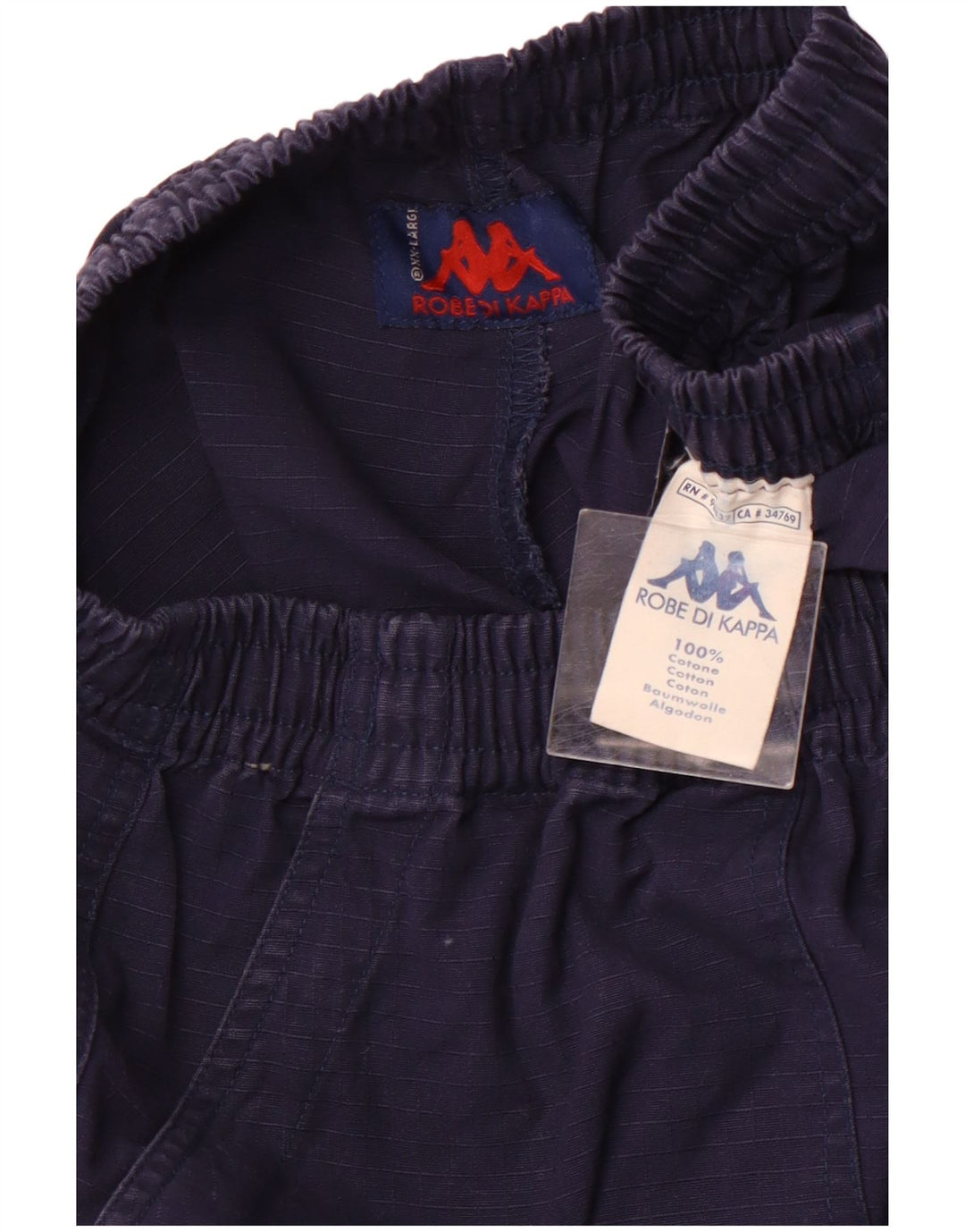 Damskie spodenki cargo KAPPA z wysokim stanem 2XL W32 Granatowa, bawełniana krata, sportowa