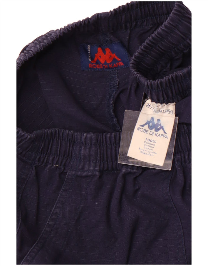 Damskie spodenki cargo KAPPA z wysokim stanem 2XL W32 Granatowa, bawełniana krata, sportowa