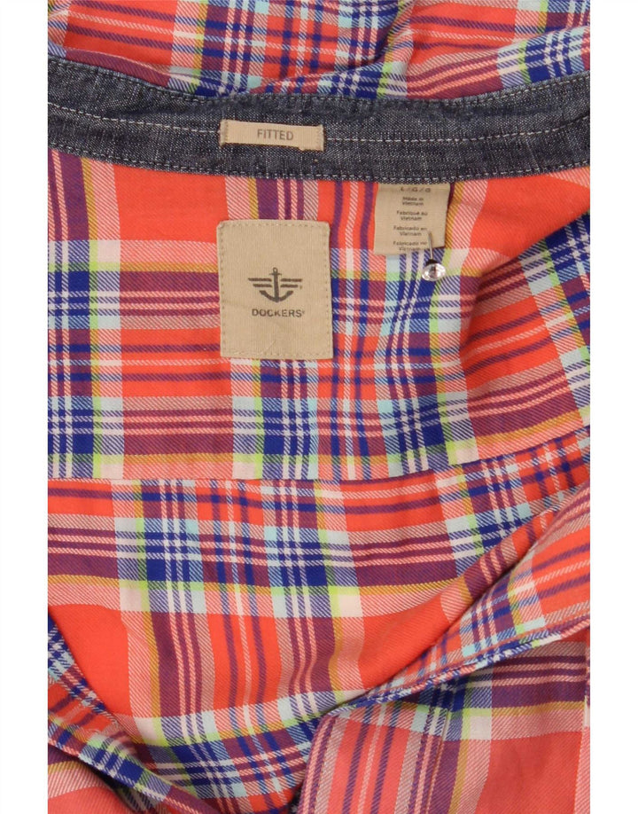 Dockers Męska dopasowana koszula flanelowa w dużą pomarańczową kratkę