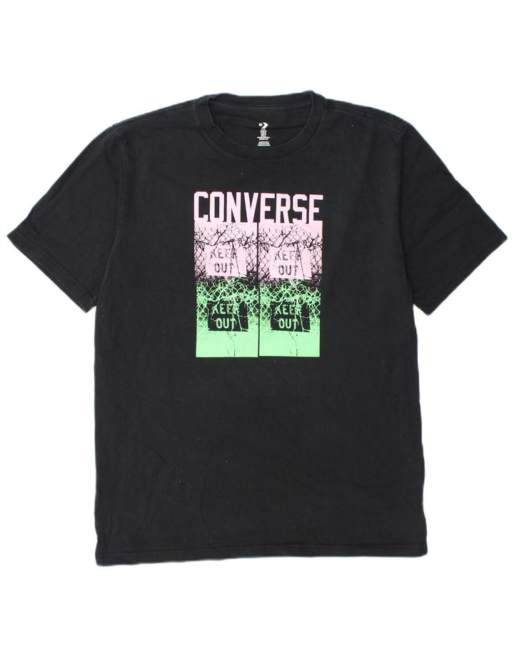 Męska koszulka Converse z grafiką, średnia czarna bawełna