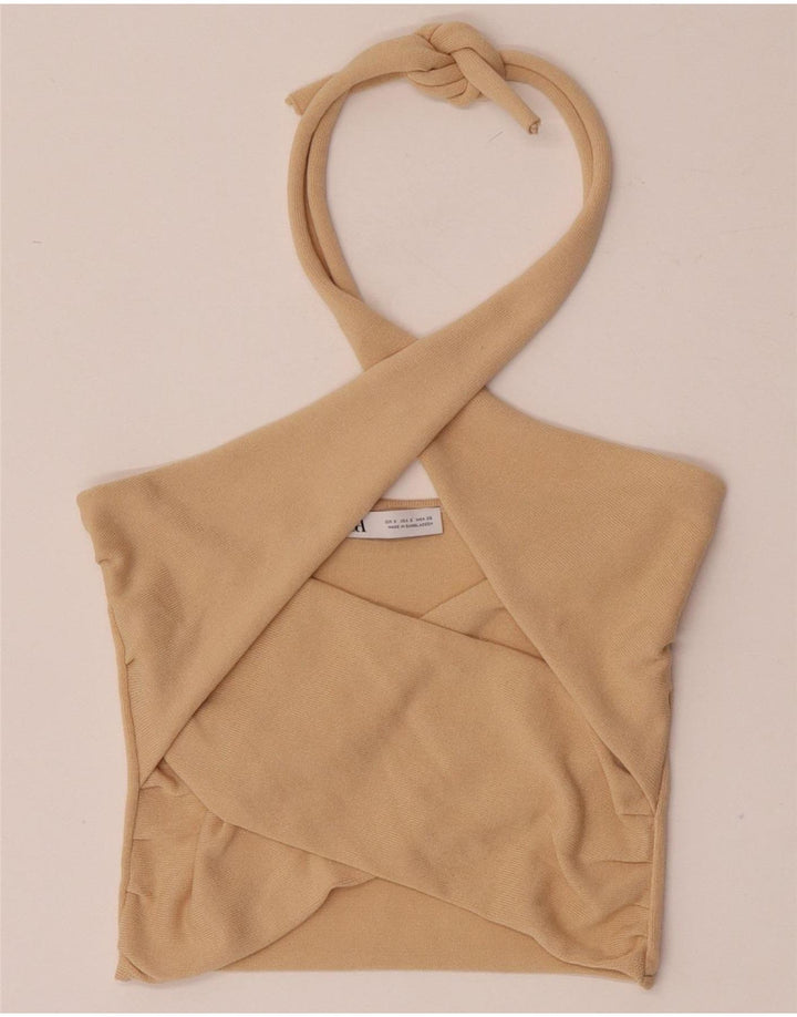 Damski top Zara Crop Top UK 8 Small Beżowa Wiskoza