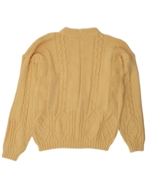 Vintage męski sweter z wycięciem pod szyją, duży żółty