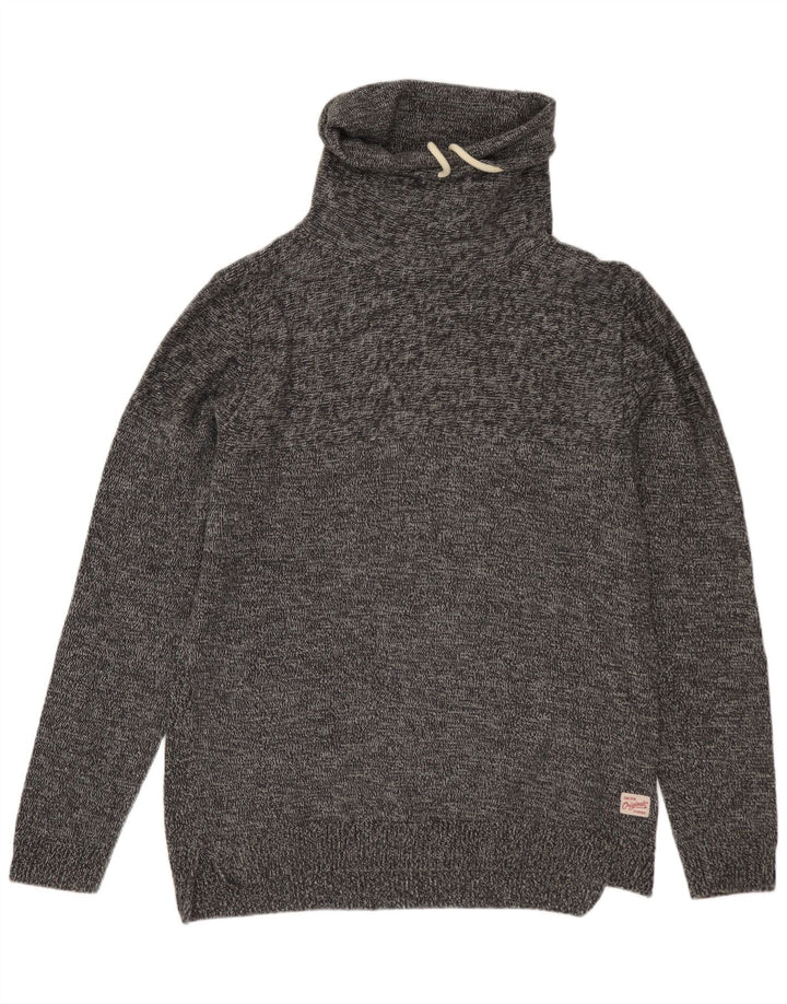Męski sweter Jack & Jones z wywijanym dekoltem, średnioszary, bawełniany w cętki