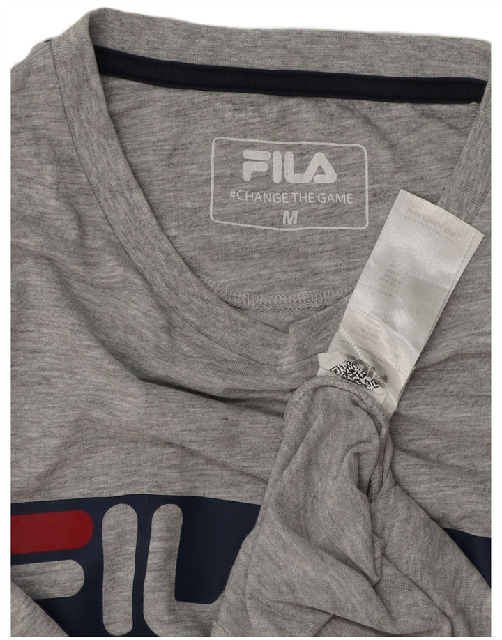 Męski T-shirt Fila z grafiką, średnioszary, bawełniany w cętki