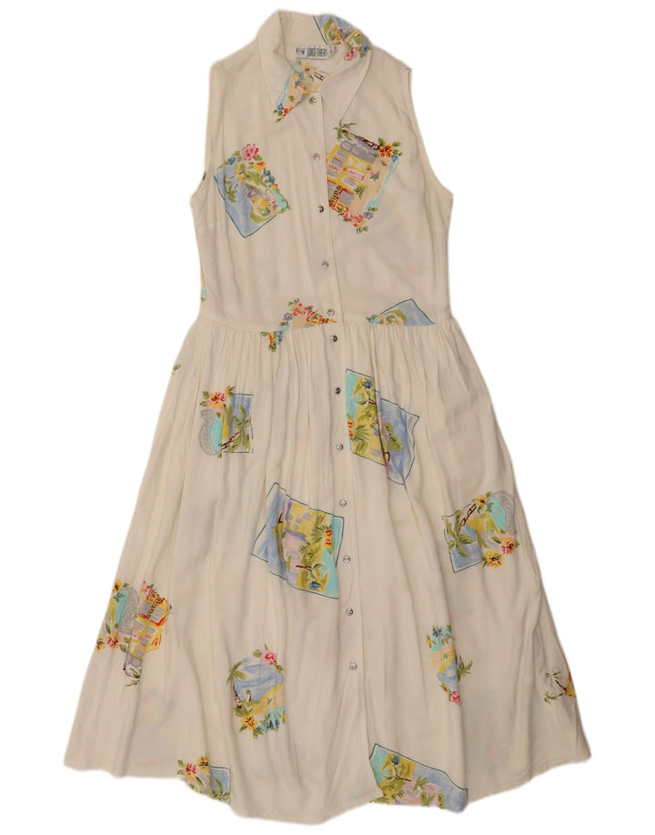 Damska sukienka maxi bez rękawów, UK 12, średni biały patchwork