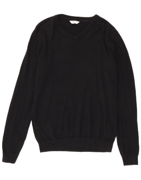 Marks & Spencer Chłopięcy sweter z dekoltem w kształcie litery V, 15-16 lat, czarny, bawełniany
