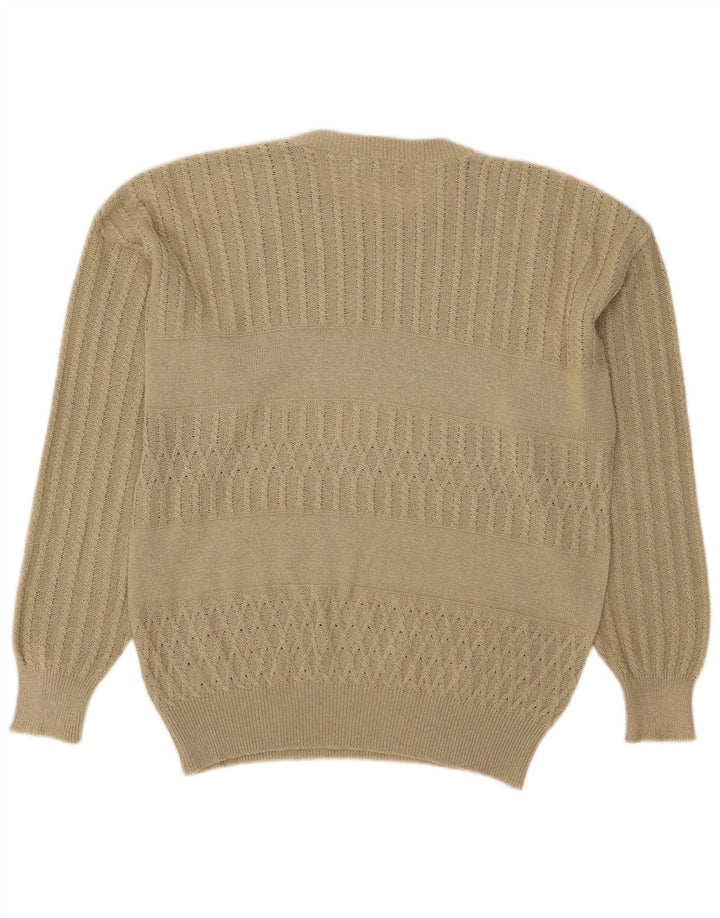 Męski sweter Biffi z graficznym wycięciem pod szyją, duży, beżowy