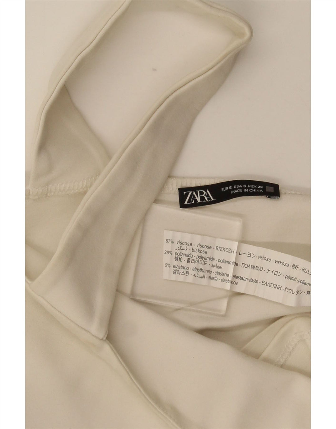 Damski krótki top Zara UK 8 Small, biała wiskoza