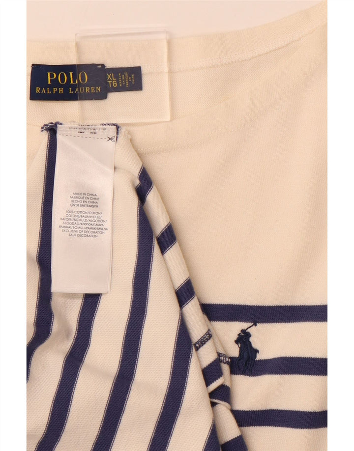 POLO RALPH LAUREN Damska sukienka T-shirtowa z długim rękawem UK 18 XL w białe paski