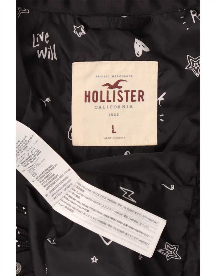 Damska kurtka bomberka Hollister UK 16, duża, czarna, poliester