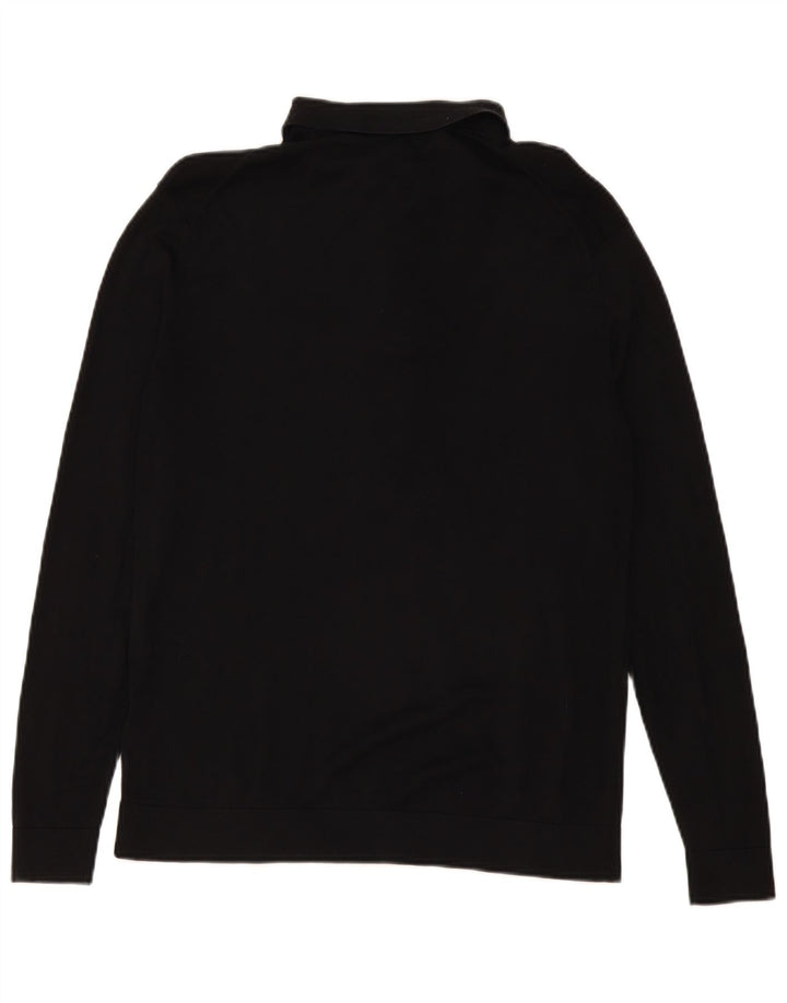 Cos Męski sweter polo, duży, czarny, jedwabny