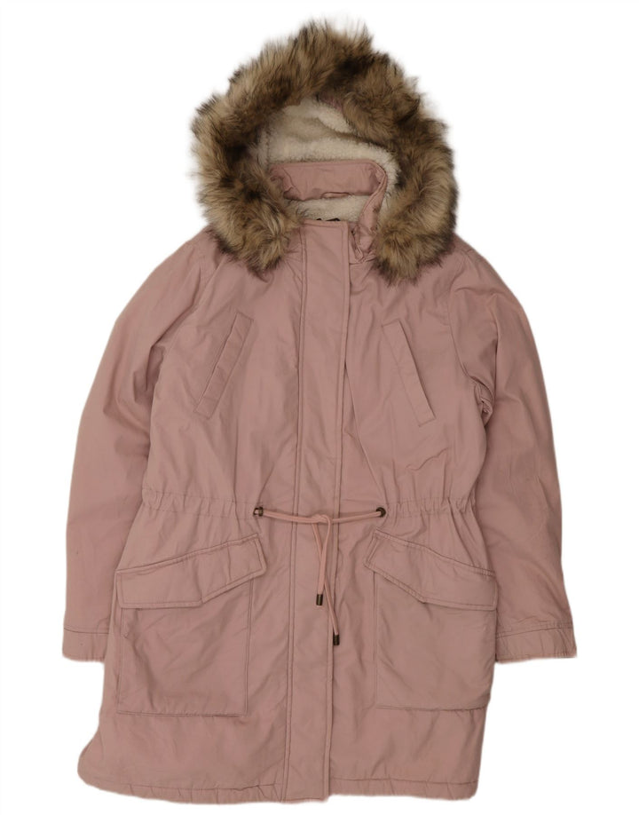 Marks & Spencer Damska kurtka typu parka z kapturem, oversize, UK 16, duży róż