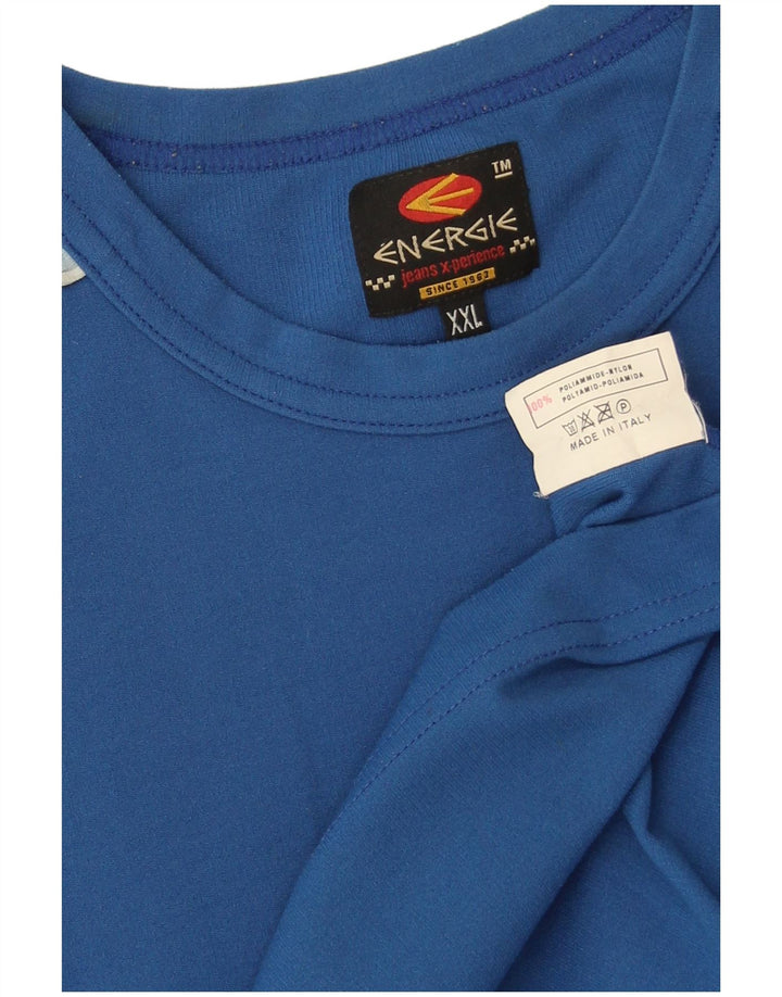Koszulka męska Energie Top 2XL Niebieski poliamid z blokami kolorów