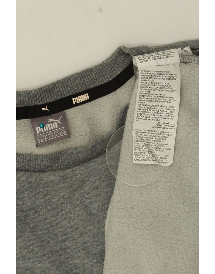 Chłopięca bluza z grafiką Puma, 15-16 lat, szara bawełniana w plamki