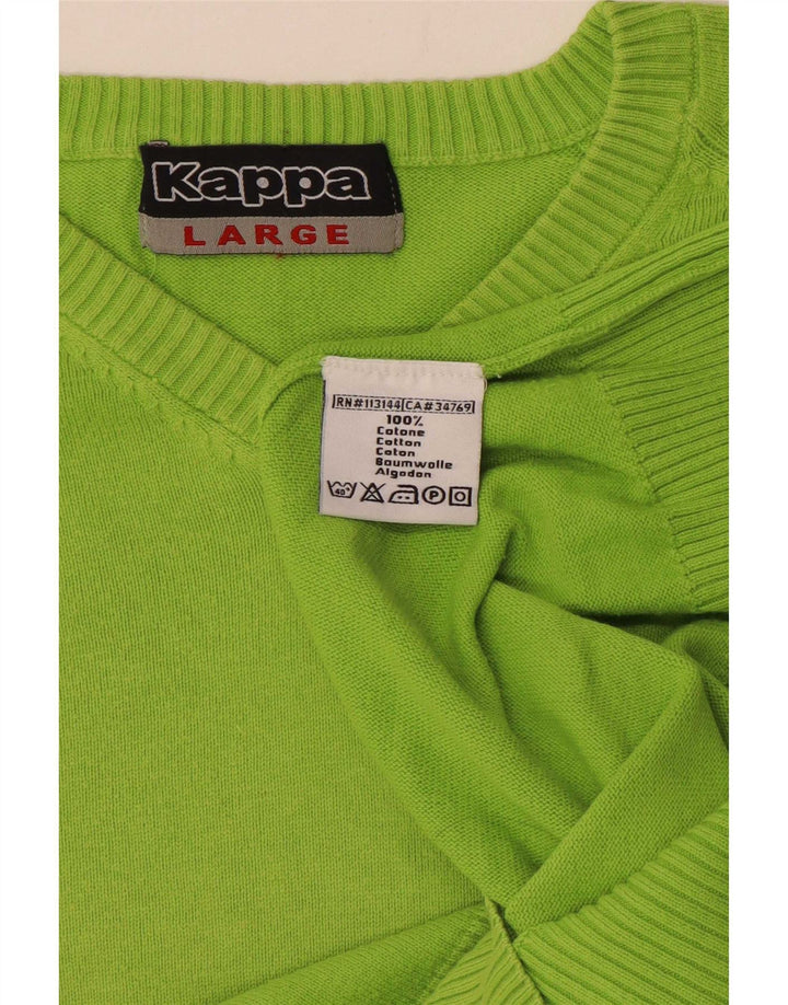 Męski sweter Kappa z dekoltem w kształcie litery V, duży, zielony, bawełniany