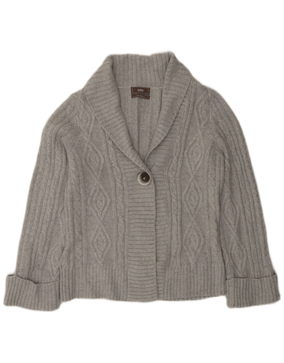 Marks & Spencer Damski sweter kardigan UK 12 Średni szary akryl