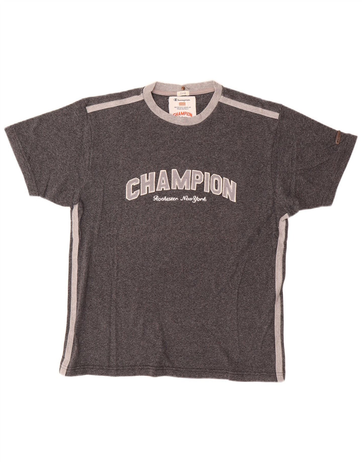 Męski T-shirt Champion z grafiką, duży, szary, bawełniany