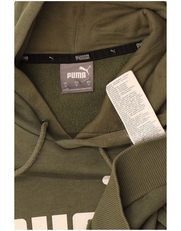 Męski sweter z kapturem Puma z grafiką, średniej wielkości bawełna khaki