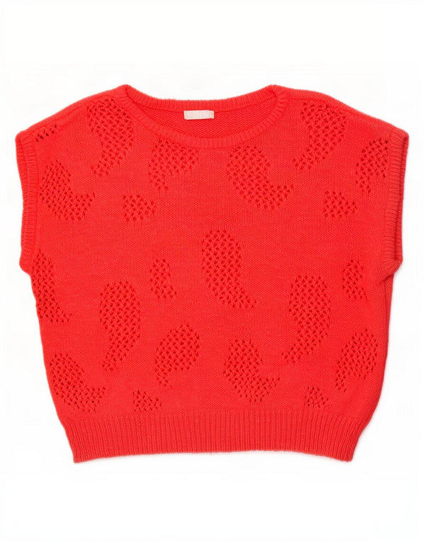 Vintage Womens Vest Tank Top UK 16 Large Red Cotton