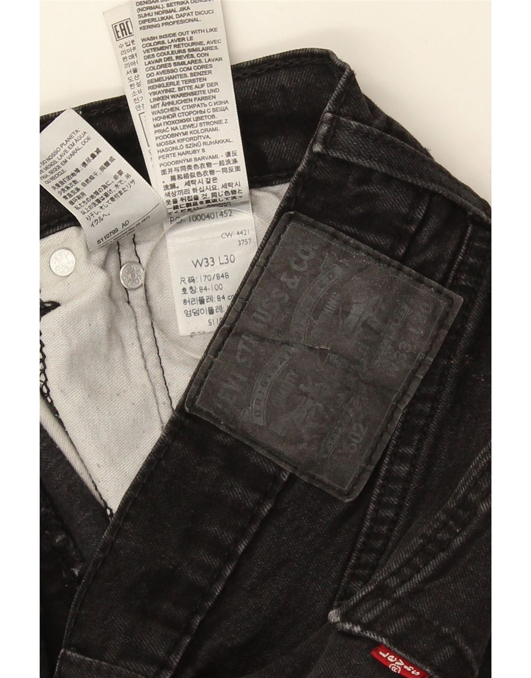 Męskie jeansy Levi's 502 Tapered W33 L27 Czarna bawełna
