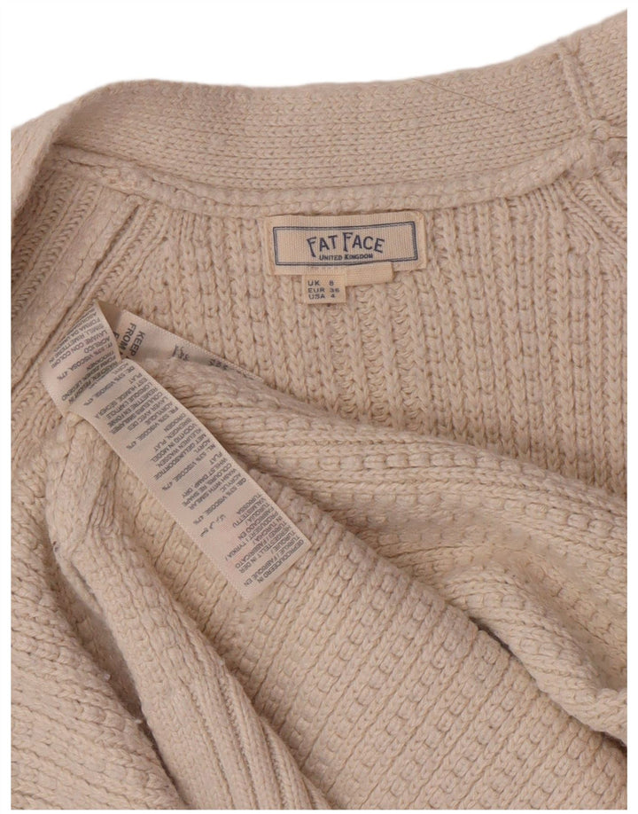 Damski sweter rozpinany Fat Face UK 8 Small Beżowy, wiskozowy, klasyczny