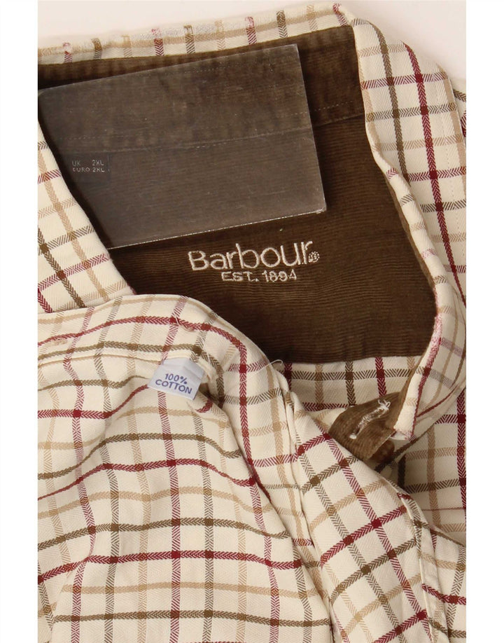 Koszula męska Barbour 2XL, bawełniana beżowa kratka