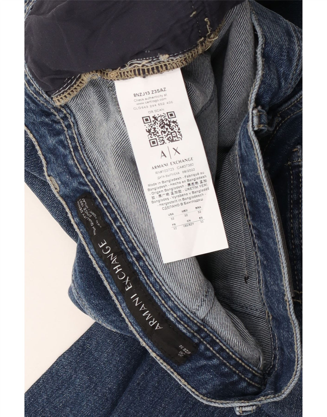 Damskie jeansy Armani Exchange W32 L34 Niebieskie bawełniane