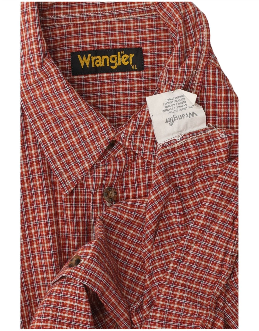WRANGLER Męska koszula z krótkim rękawem XL, bawełniana w czerwoną kratę