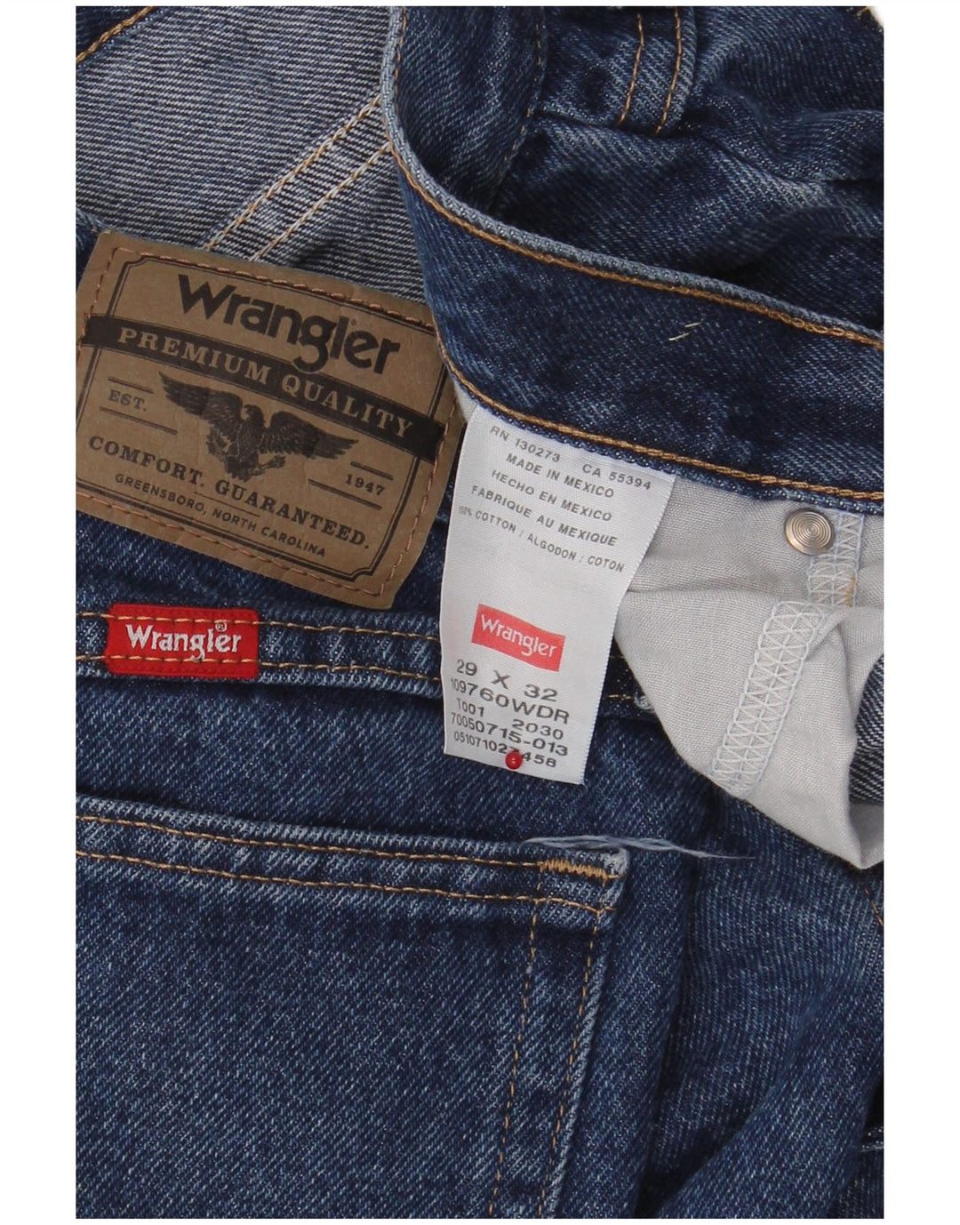 Wrangler Męskie proste dżinsy W29 L32 Niebieskie bawełniane