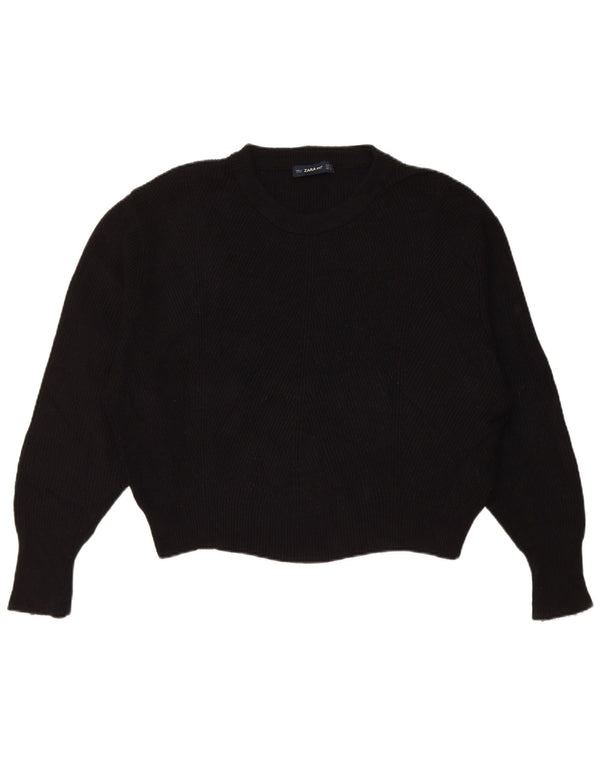 Damski sweter oversize z wycięciem pod szyją Zara UK 14 Średnia czarna wiskoza