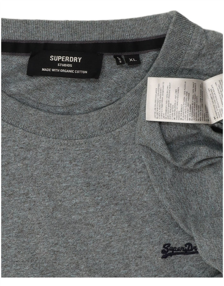 SUPERDRY Męski T-shirt Top XL, szara bawełna