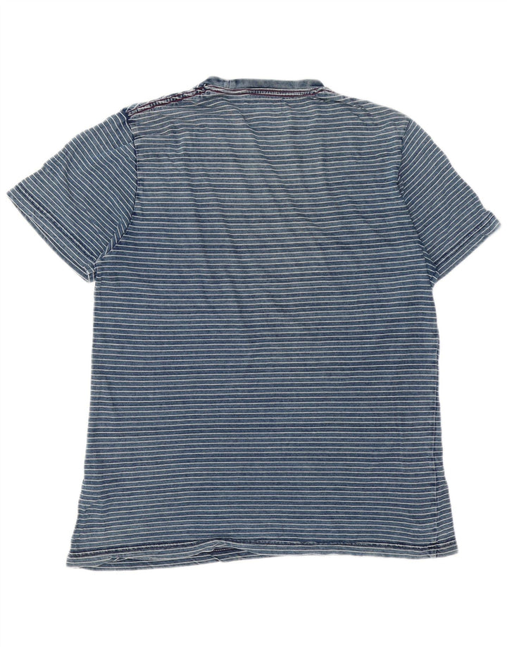 T-shirt męski Penguin, duży, bawełniany w niebieskie paski