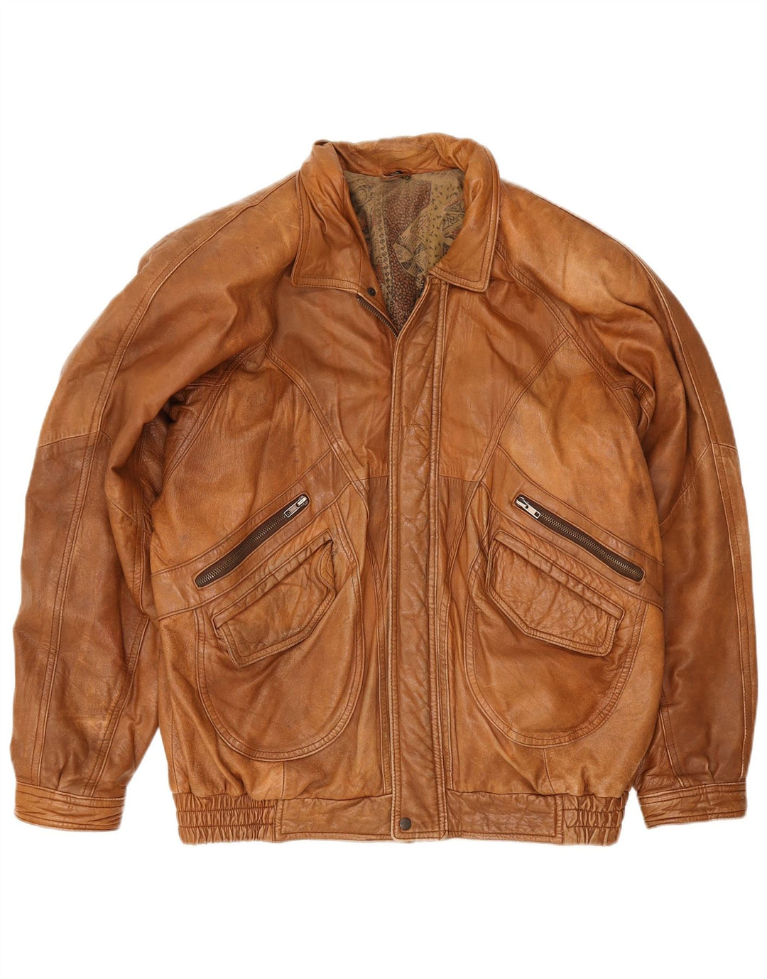 Vintage męska kurtka skórzana IT 56 2XL brązowa