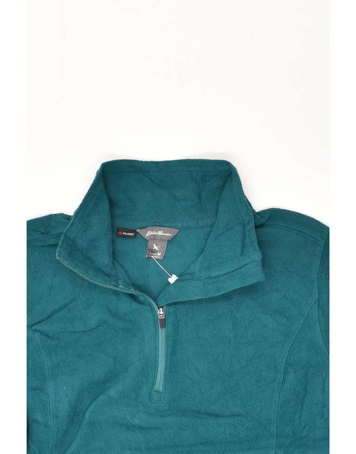 EDDIE BAUER Womens Zip Neck Fleece Jumper UK 14 Medium Green Polyester | Vintage Eddie Bauer | Thrift | Second-Hand Eddie Bauer | Used Clothing | Messina Hembry 