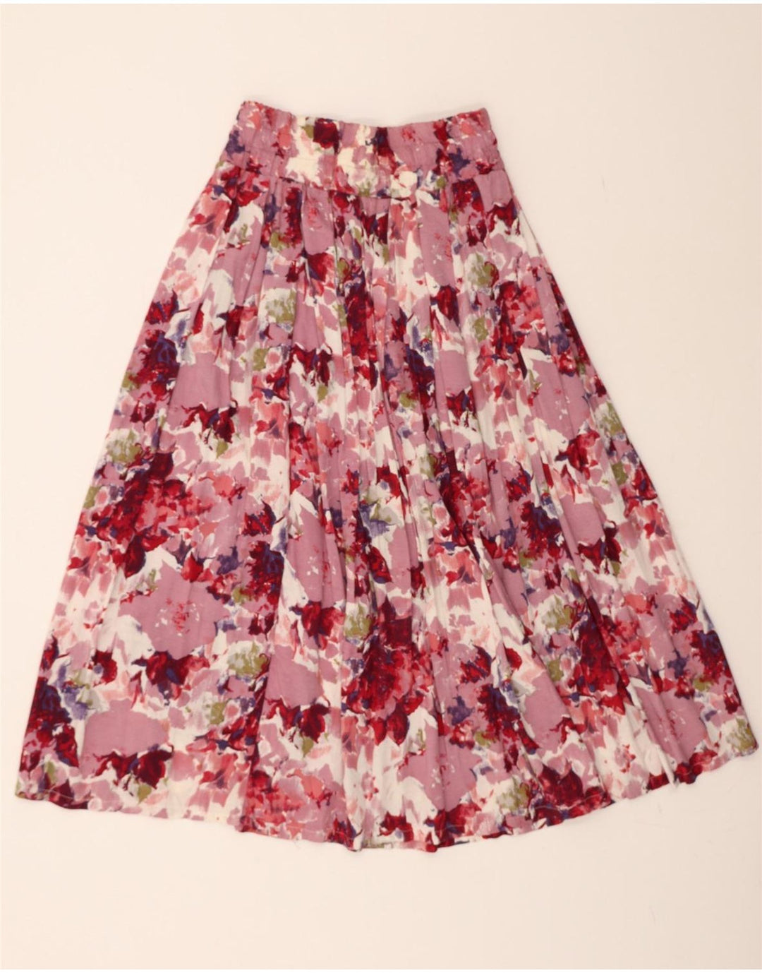 VINTAGE Womens Flared Skirt W26 Small Pink Floral Vintage Vintage and Second-Hand Vintage from Messina Hembry 